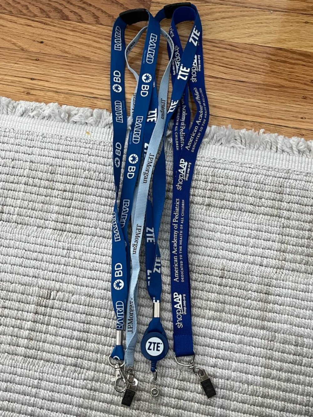 4 blue corporate promotional & conference lanyards
